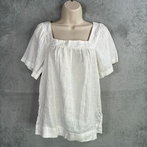Premise Linen‎ Top Womens XS Flutter Sleeve Resortwear Lightweight Boho Chic